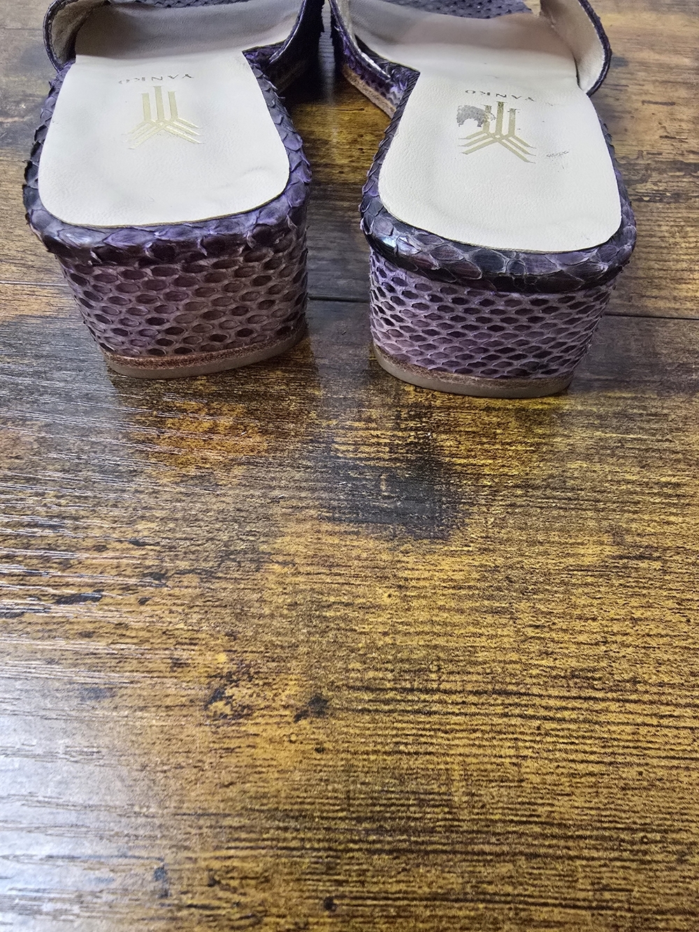 YANKO Spain Purple Snakeskin Python Leather Slide Mules / Low Block Heel - EU 36 - Picture 4 of 6